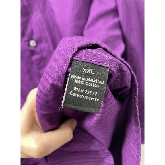 APT 9 Men's Textured Striped Shirt Button Long Sleeve Purple Size 2XL - Picture 5 of 6